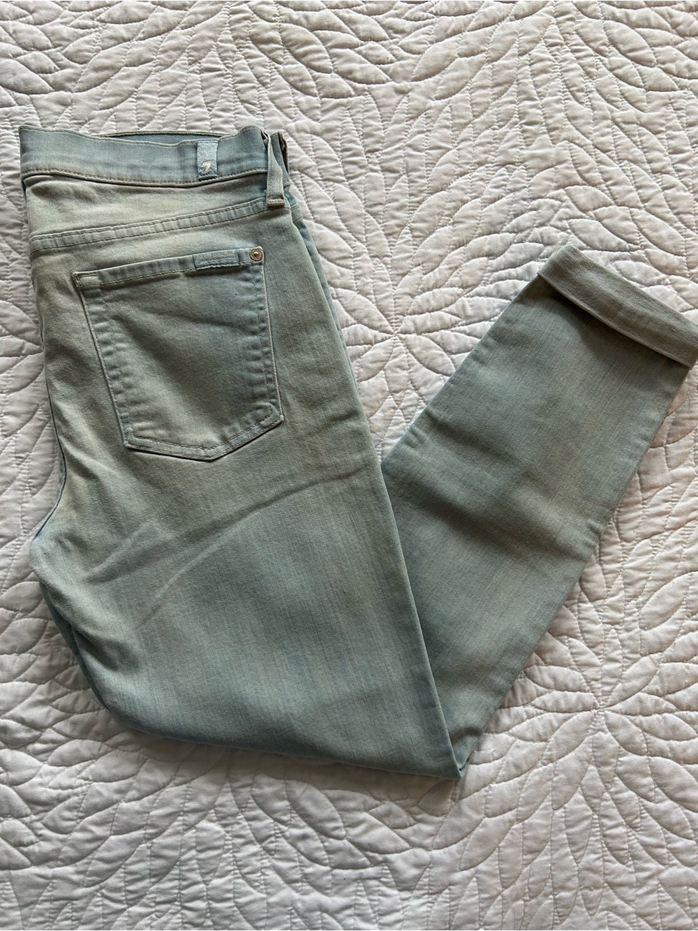 Vintage 7 For All Mankind Jeans Skinny Crop and Roll Light Blue Size 29